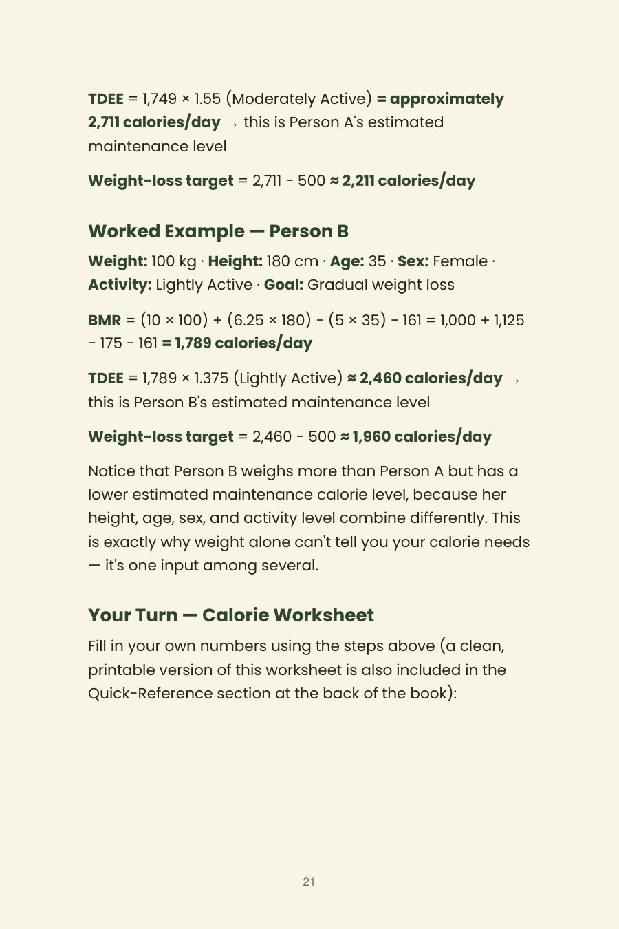 Worked Example: Calculate Your Calories